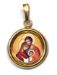 Imagen de Sagrada Familia Medalla colgante redonda acabado liso Diám mm 19 (0 75 inch) Plata con baño de oro y Porcelana Unisex Mujer Hombre