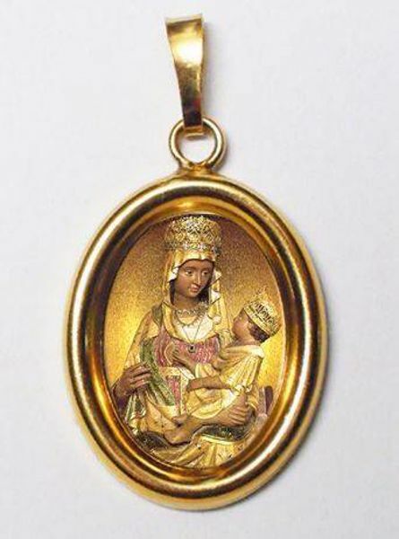 Immagine di Medaglia Madonna di Castelmonte 19x24 mm argento 925 e smalto