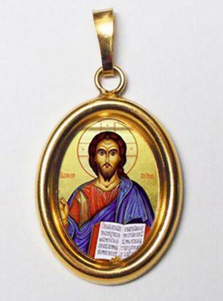 Imagen de Colgante Cristo Pantocrátor 19x24 mm plata y esmalte