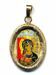 Picture of Madonna with Child Gold plated Silver and Porcelain diamond-cut oval Pendant mm 19x24 (0,75x0,95 inch) Unisex Woman Man