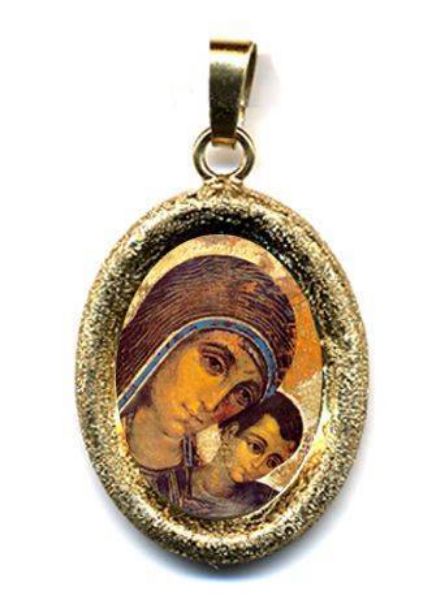 Picture of Madonna and Child by Kiko Pendant 19x24 mm silver and enamel