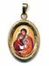 Picture of Holy Family Gold plated Silver and Porcelain diamond-cut oval Pendant mm 19x24 (0,75x0,95 inch) Unisex Woman Man