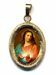Picture of Sacred Heart of Jesus Gold plated Silver and Porcelain diamond-cut oval Pendant mm 19x24 (0,75x0,95 inch) Unisex Woman Man