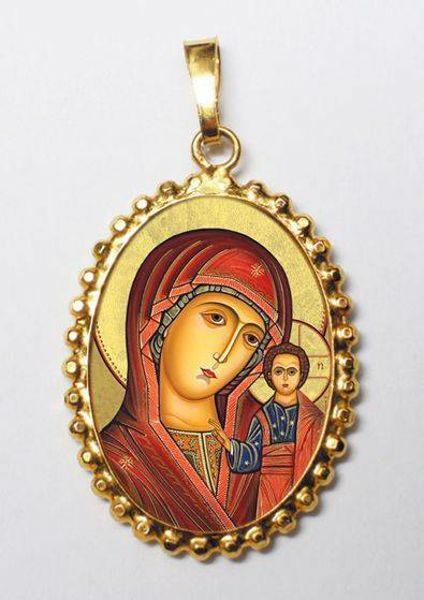 Picture of Our Lady of Kazan Pendant 24x30 mm silver and enamel