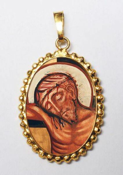 Immagine di Medaglia Preziosissimo Sangue di Gesù 24x30 mm argento e smalto