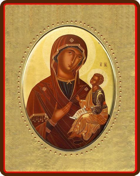 Immagine di Icona Madonna con Bambino 8x10 cm porcellana e legno