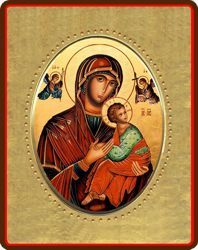 Picture of Virgin with Child Porcelain Icon on golden board cm 8x10x1,3 (3,15x3,9x0,5 inch) for table and wall