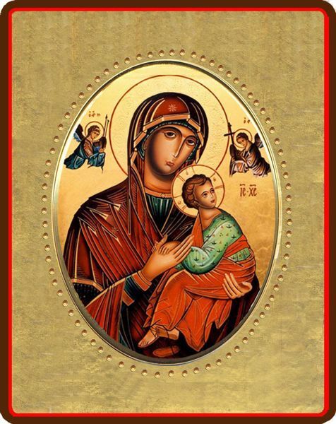 Immagine di Icona Madonna con Bambino 8x10 cm porcellana e legno