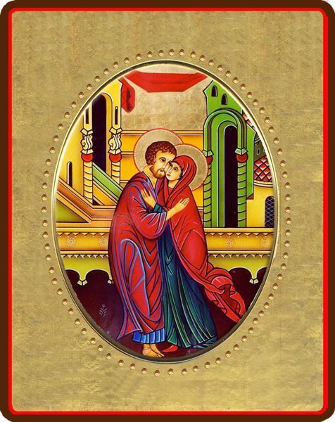 Immagine di Icona Santi Anna e Gioacchino 8x10 cm porcellana e legno