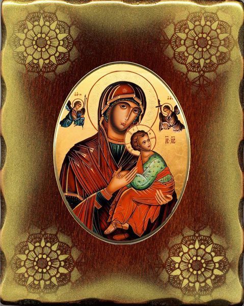 Immagine di Icona Madonna con Bambino 15x20 cm porcellana e legno