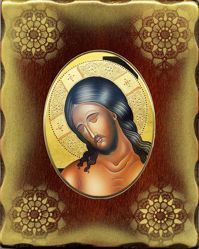Immagine di Cristo Icona in Porcellana su tavola dorata cm 15x20x2,5 (5,9x7,9x1,0 inch) da muro e da tavolo