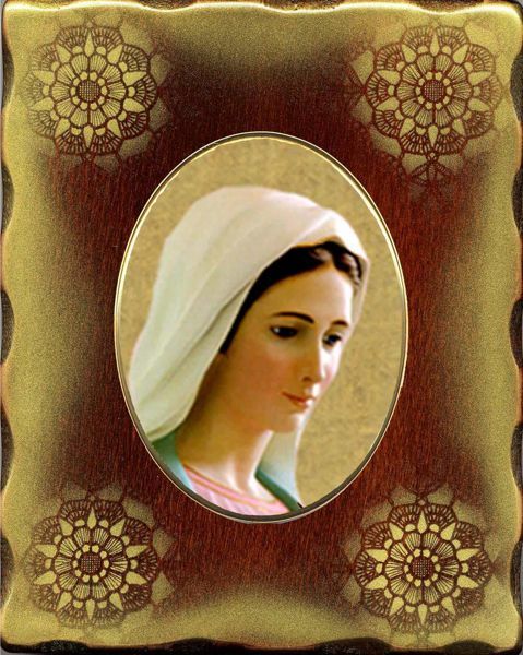 Picture of Madonna Porcellain Icon on golden board cm 15x20x2,5 (5,9x7,9x1,0 inch) for table and wall