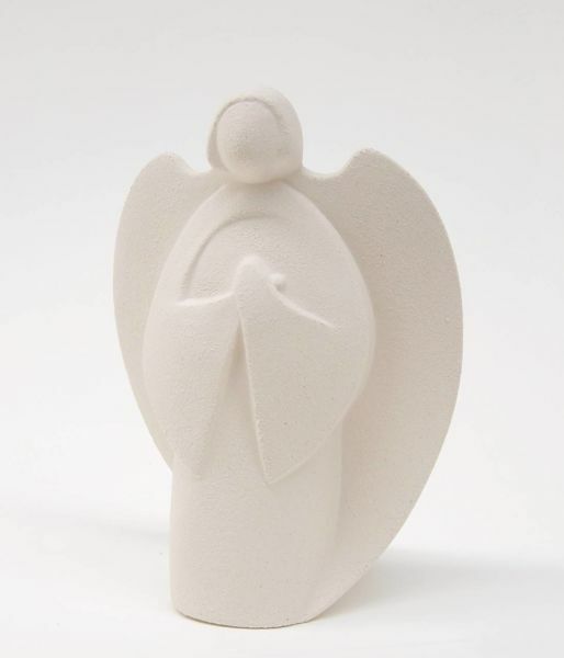 Picture of Seraph Angel cm 13,5 (5,3 inch) Sculpture in white refractory clay Ceramica Centro Ave Loppiano