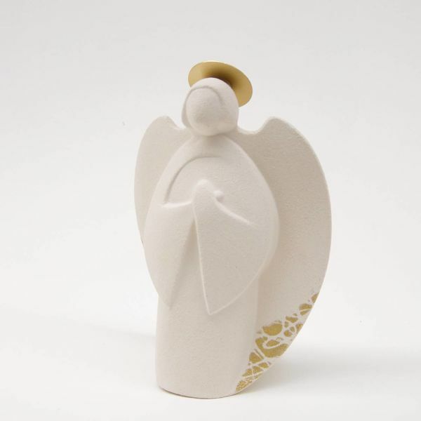 Immagine di Angelo Serafino Gold 14,5 cm ceramica bianca Loppiano