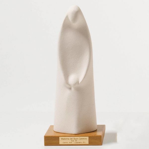 Immagine di Statua Madonna del Buon Cammino 25 cm ceramica bianca Loppiano