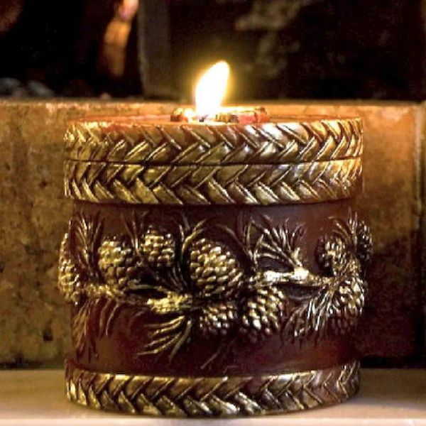 Picture of Cones hand painted Christmas Candle
