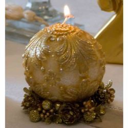 Picture of Christmas Candle Ancient Ball, gold