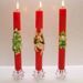 Picture of Three Christmas Candles, decorated, red