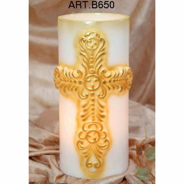 Immagine di Vaso con Croce Candela natalizia artigianale