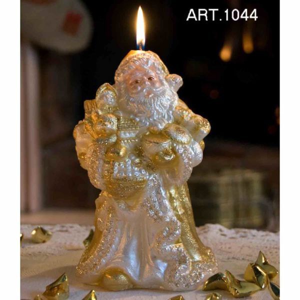 Immagine di Babbo Natale con doni Candela natalizia artigianale