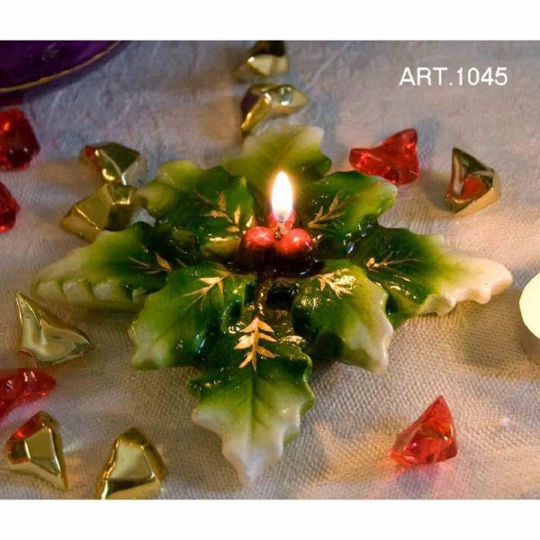 Picture of  Holly hand painted Christmas Candle 