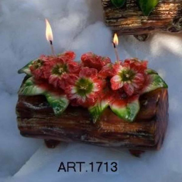 Immagine di Tronco e Stelle di Natale Candela natalizia artigianale