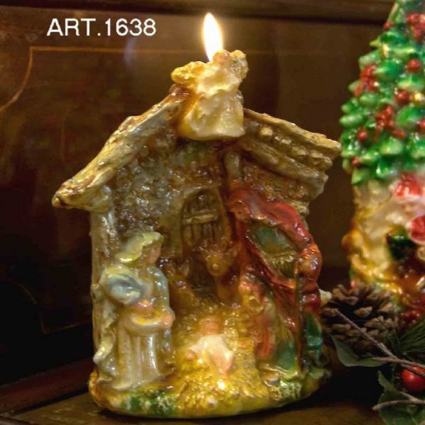 Picture of  Stable Nativity small Decorative Christmas Candle 