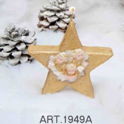 Imagen de Vela de Navidad Estrella de pie oro con decoraciones
