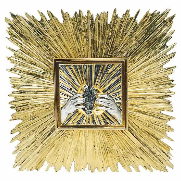 Picture of Large Wall Tabernacle bicolor brass H. 60 cm (23,6 inch) Rays of Light 