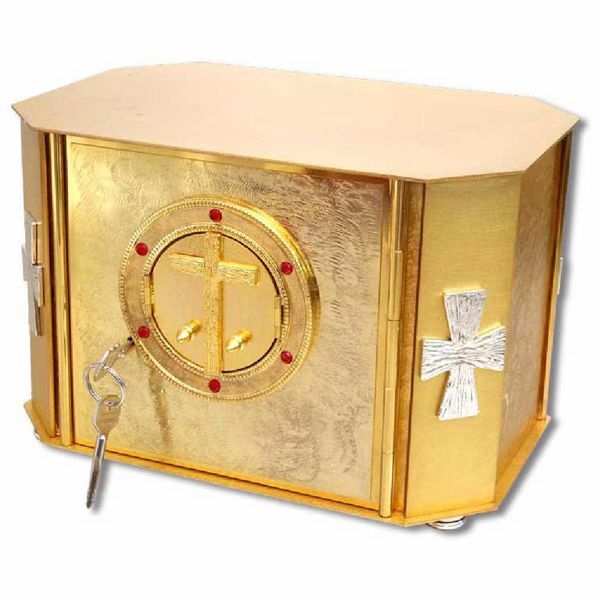 Picture of Altar Tabernacle cm 32x21x23 (12,6x8,3x9,1 inch) with exposition door Cross brass for Church