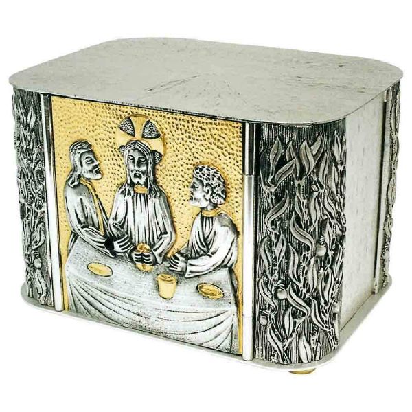 Imagen de Sagrario de mesa cm 27x18x19 (10,6x7,1x7,5 inch) Cena de Emaús de latón bicolor para Altar Iglesia
