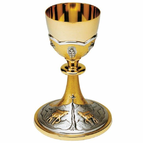 Picture of Catholic Chalice H. 21 cm (8,3 inch) Deer at the font brass