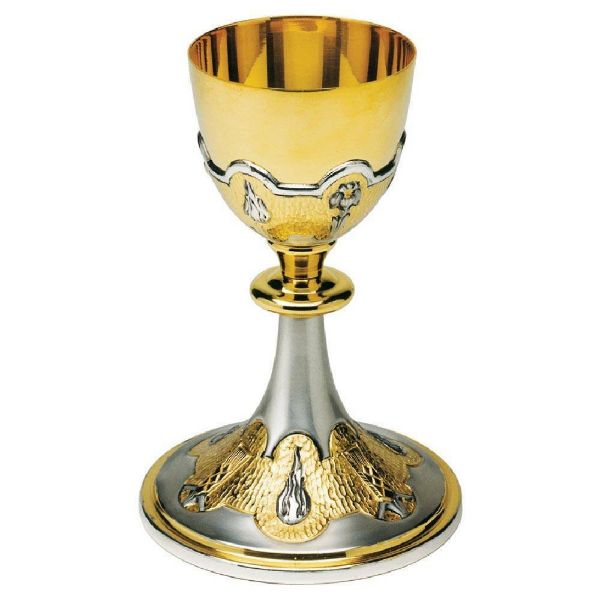 Immagine di Calice Messa H. 20 cm Gigli Spighe Fuoco dello Spirito Santo