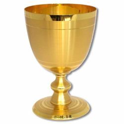 Imagen de Cáliz eucarístico Concelebración copa grande H. cm 24 (9,4 inch) Acabado liso y satinado de latón dorado para Vino Sacramental Santa Misa