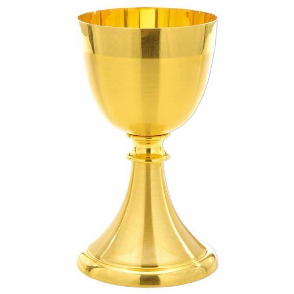 Picture of Tall Liturgical Chalice cm 16 (6.30 inch) smooth and satin finish brass for Holy Mass Sacramental Wine
