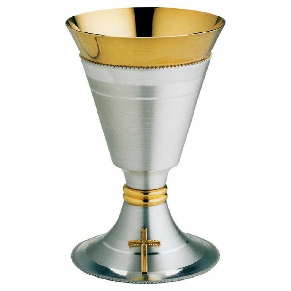 Immagine di Calice Messa basso H. 15 cm Croce dorata