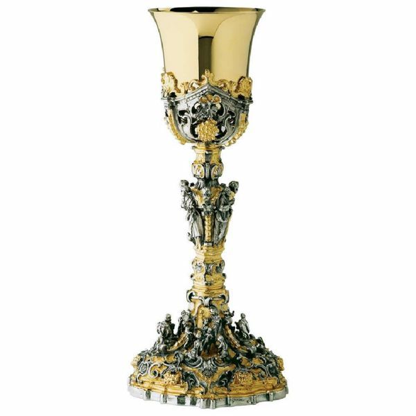 Imagen de Cáliz Eucaristía alto H. 28 cm Uvas Belén Navidad plata 800/1000