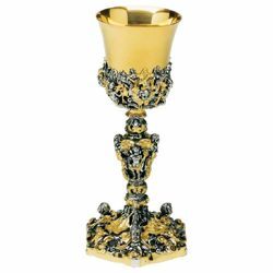 Imagen de Cáliz eucarístico alto H. cm 24 (9,4 inch) Ángeles y Querubines de plata 800/1000 para Vino Sacramental Santa Misa