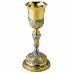 Picture of Tall Liturgical Chalice H. cm 26 (10,2 inch) Tables of the Law 800/1.000 silver for Holy Mass Sacramental Wine