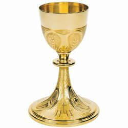 Picture of Tall Liturgical Chalice H. cm 21 (8,3 inch) Pax symbol brass for Holy Mass Sacramental Wine
