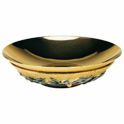 Picture of Eucharistic Paten Diam. cm 18 (7,1 inch) Olive Trees bicolour brass for Holy Mass Liturgy in Church