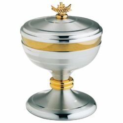 Picture of Liturgical Ciborium Diam. cm 10 (3,9 inch) bicolour brass Catholic Church vessel with lid for Holy Mass