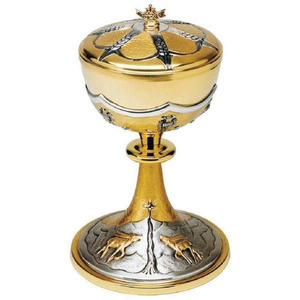 Picture of Ciborium Diam. 12 cm (4,7 inch) Deer at the font Lilies