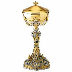 Picture of Liturgical Ciborium Diam. cm 12 (4,7 inch) Three Kings 800/1.000 silver Catholic Church vessel with lid for Holy Mass