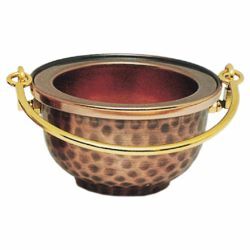 Picture of Holy Water Vat H. cm 6 (2,4 inch) for small communities brass Liturgical Aspersorium Bucket Pot