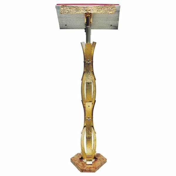 Picture of Standing Lectern for Churches adjustable height H. cm 110 (43,3 inch) bicolour brass Missal Bible Column Stand
