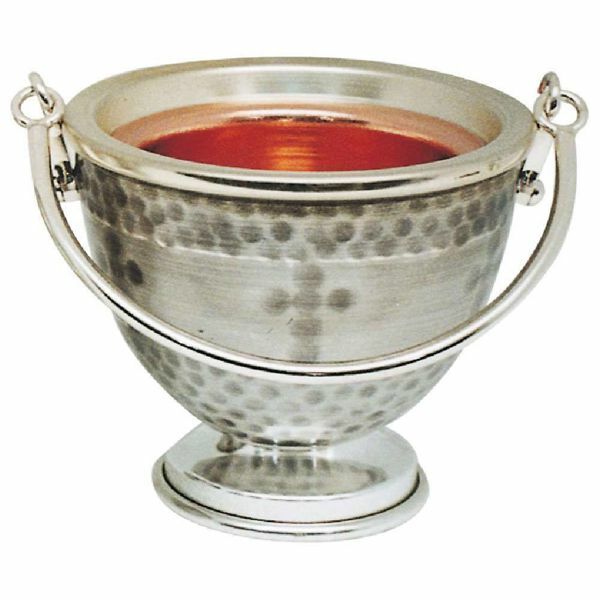 Picture of Holy Water Vat H. cm 10,5 (4,1 inch) brass Liturgical Aspersorium Bucket Pot