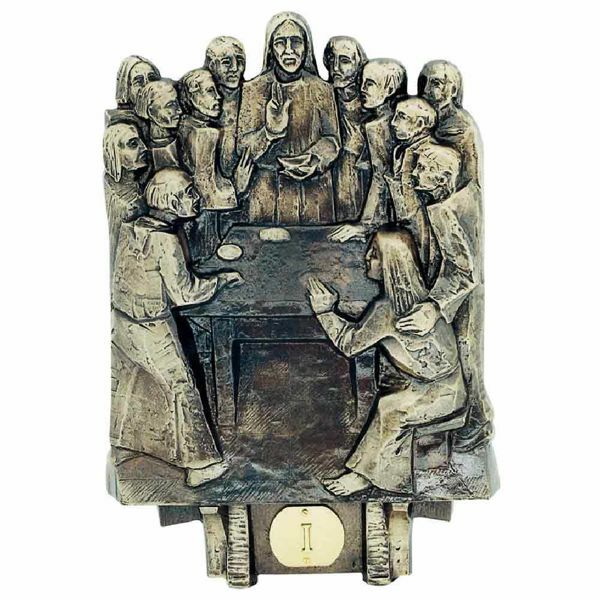 Picture of Way of the Cross Panels Set new Liturgy cm 16x20 cm (6,3x7,9 inch) 14 Stations brass Complete Via Crucis Boards