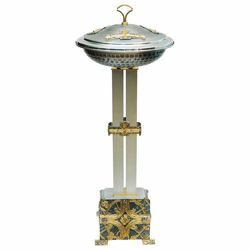Picture of Portable Baptismal Font for Churches H. cm 120 (47,2 inch) Crosses bicolour brass Column Standing Basin Bowl for Baptism by affusion