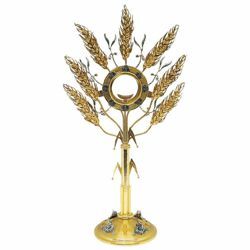 Picture of Church Monstrance with lunette H. cm 65 (25,6 inch) brass Ostensorium for Holy Host Exposition